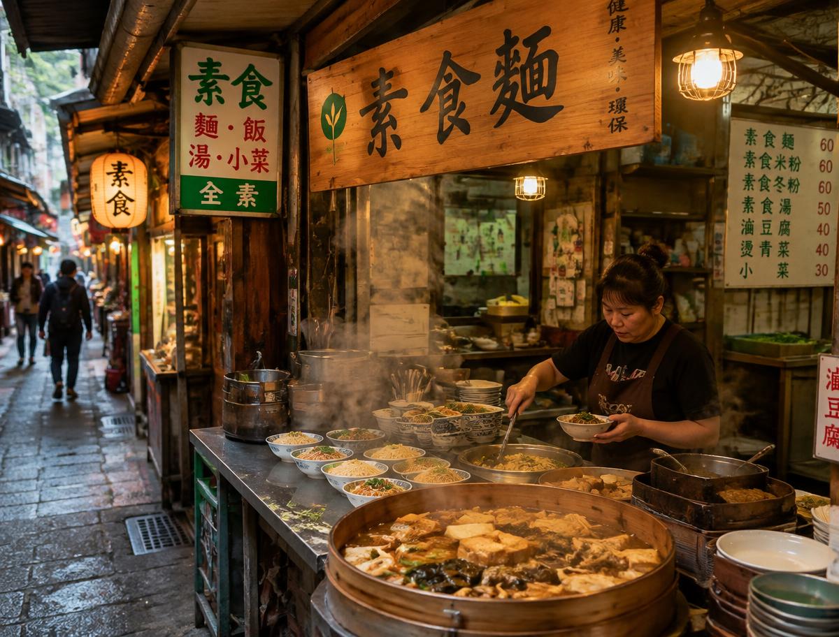 台灣巷弄裡的素食麵攤
